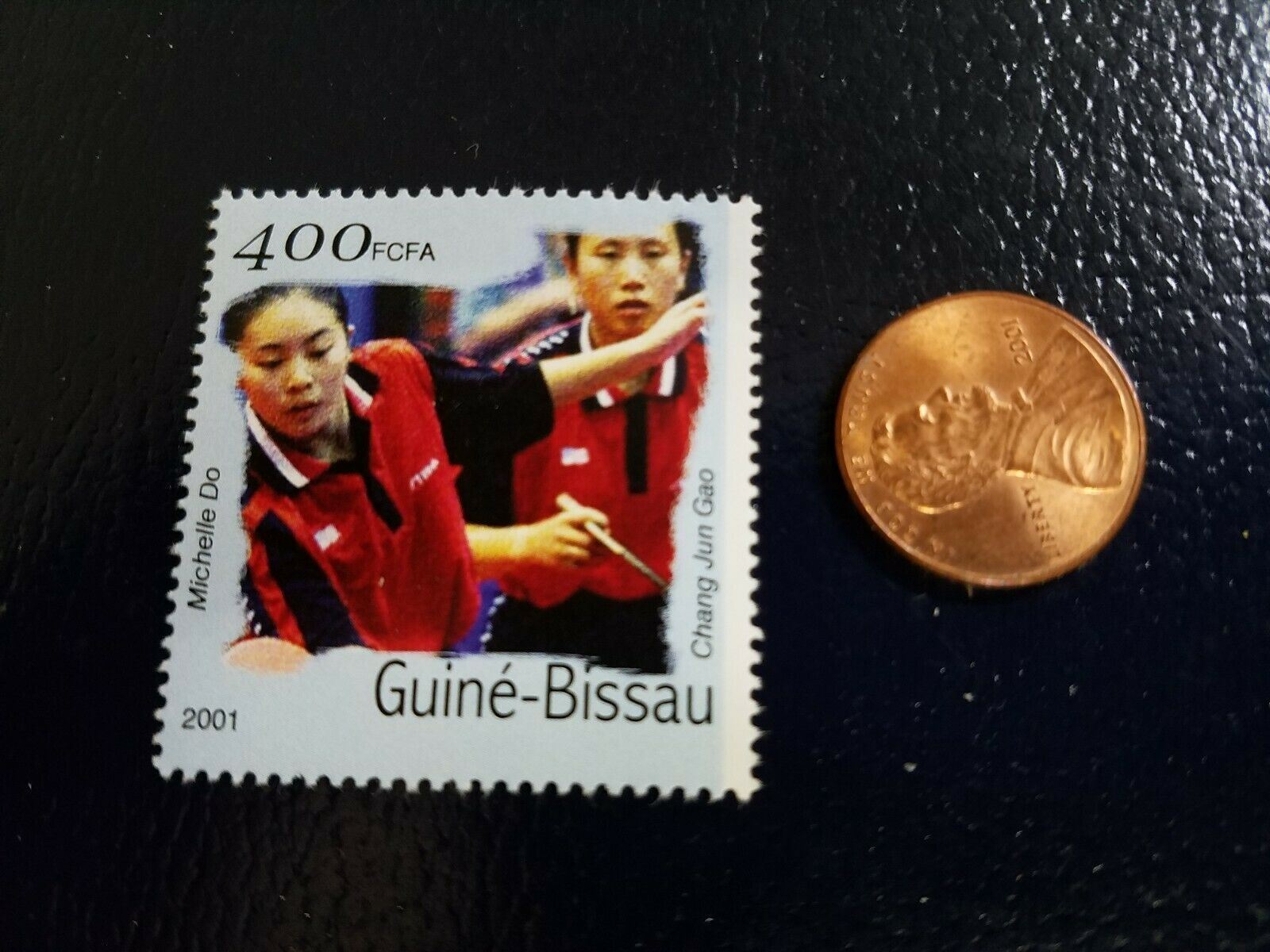 Michelle Do Chang Jun Gao Table Tennis Ping Pong Olympic Guine-bissau 2001 Stamp