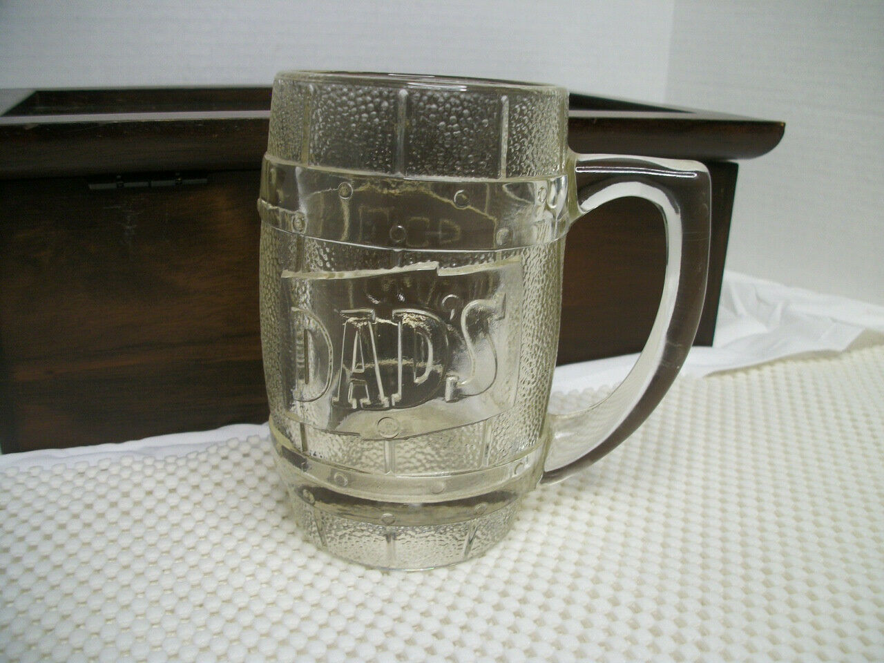 Dads Root Beer Vintage Barrel Mug Heavy Glass Mug, 5 1/4" Tall. Excellent