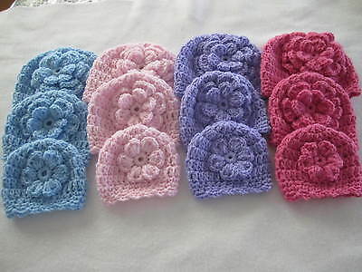 Handmade Crocheted Hat Choice Of 4 Sizes, Micro, Preemie, Newborn, 3 To 6 Months