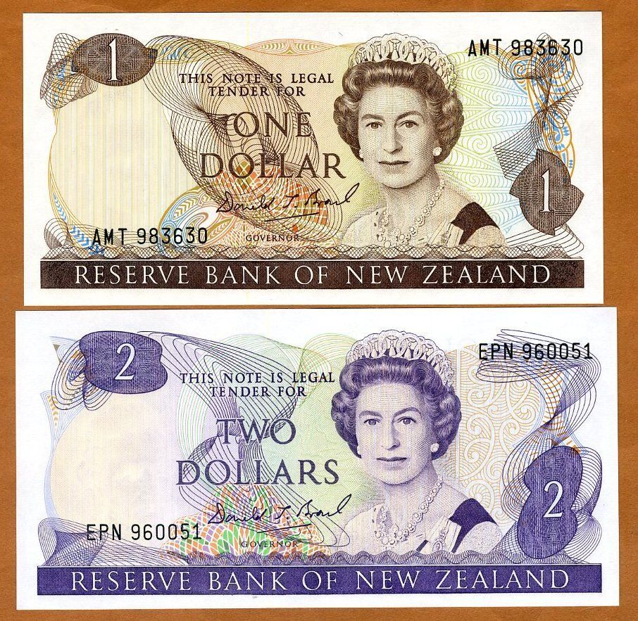 Set New Zealand, $1-2, Nd (1989-1992), P-169c-170c, Qeii,unc