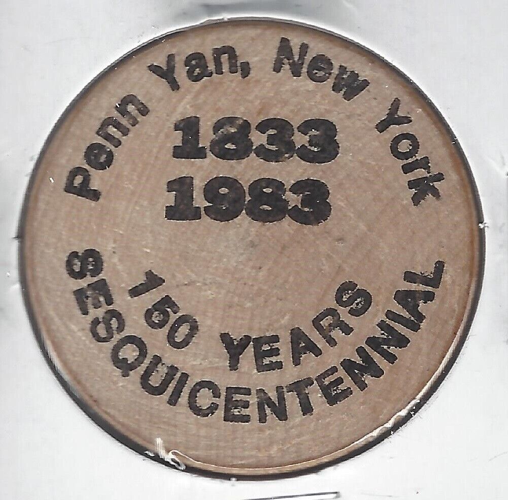 1833-1983, Penn Yan, New York Sesquicentennial Token, Indian Head Wooden Nickel