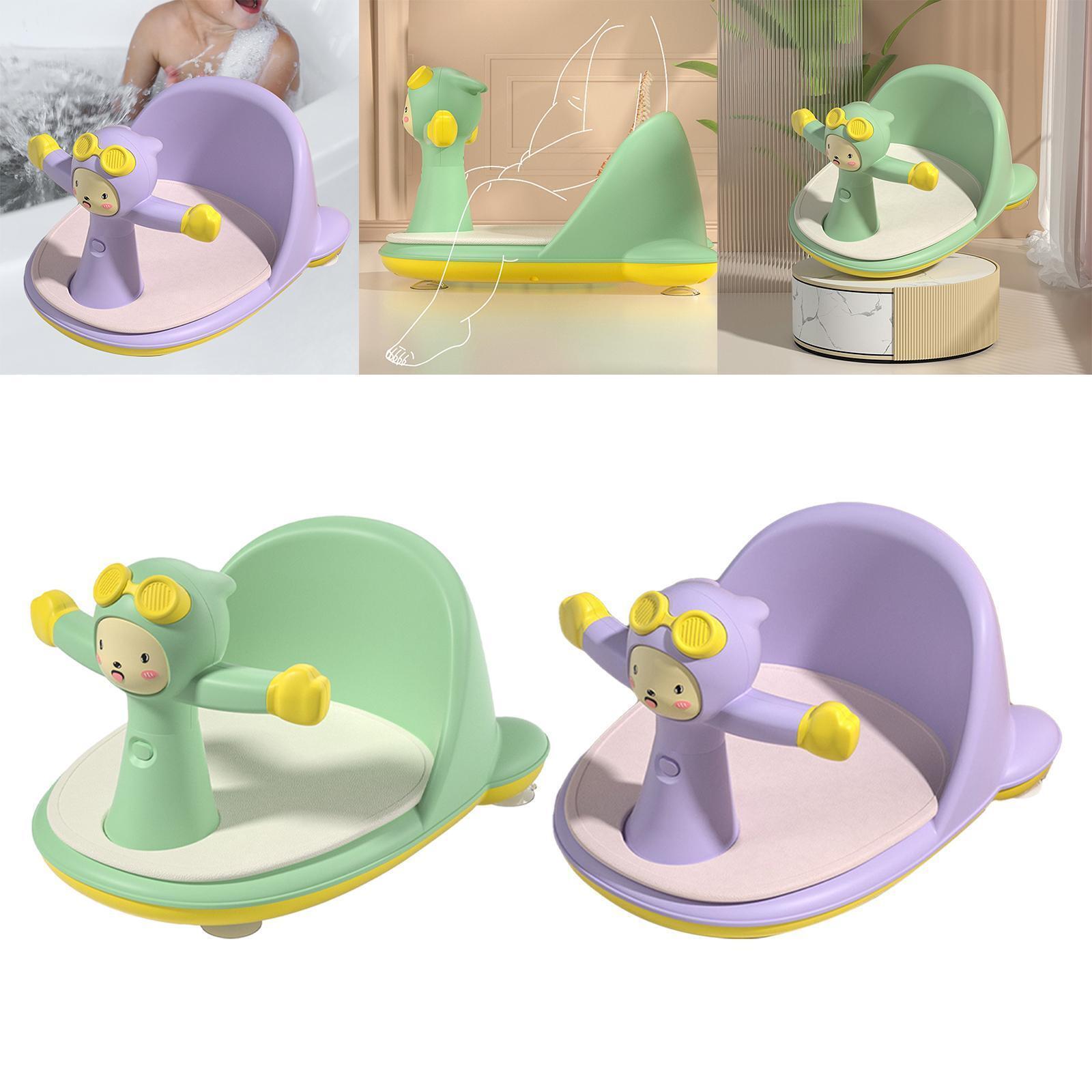 Baby Bath Tub Seat Anti-drop Backrest Leather Mat Cartoon For Bathroom