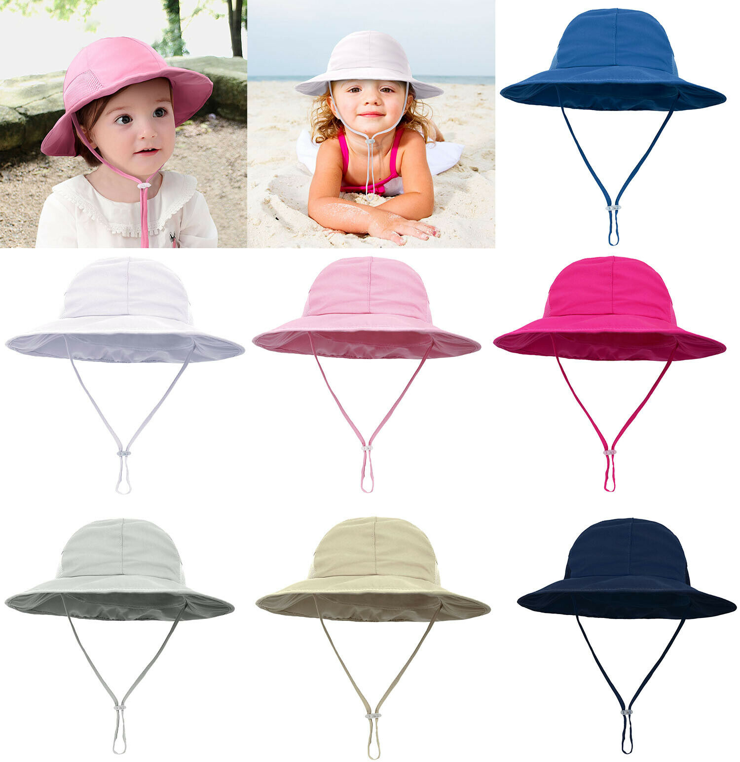 Toddler Infant Baby Girl Boys Outdoor Bucket Hat Summer Wide Brim Sun Beach Cap