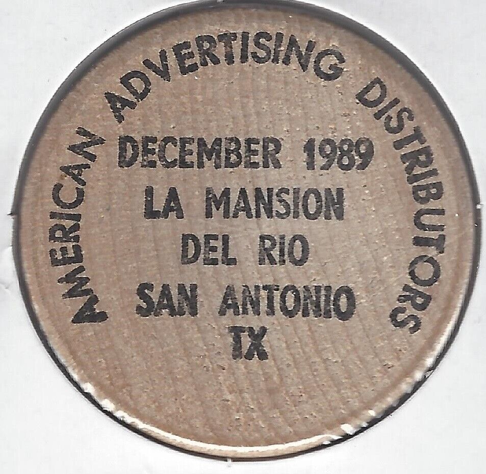 1989 American Advertising Distributors, San Antonio, Texas, Clown Wooden Nickel