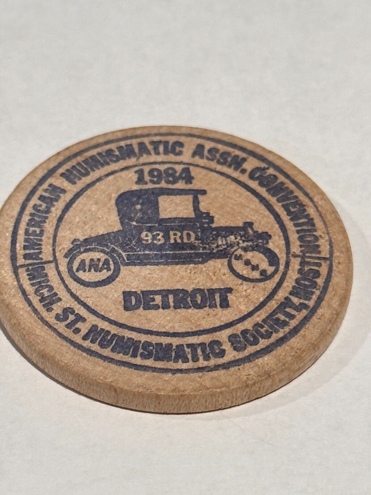 1984 American Numismatic Detroit Wooden Nickel