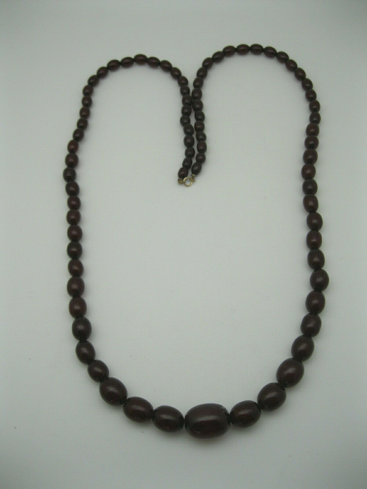 Vintage Cherry Amber Bakelite / Faturan 29" Long Translucent Swirl Bead Necklace