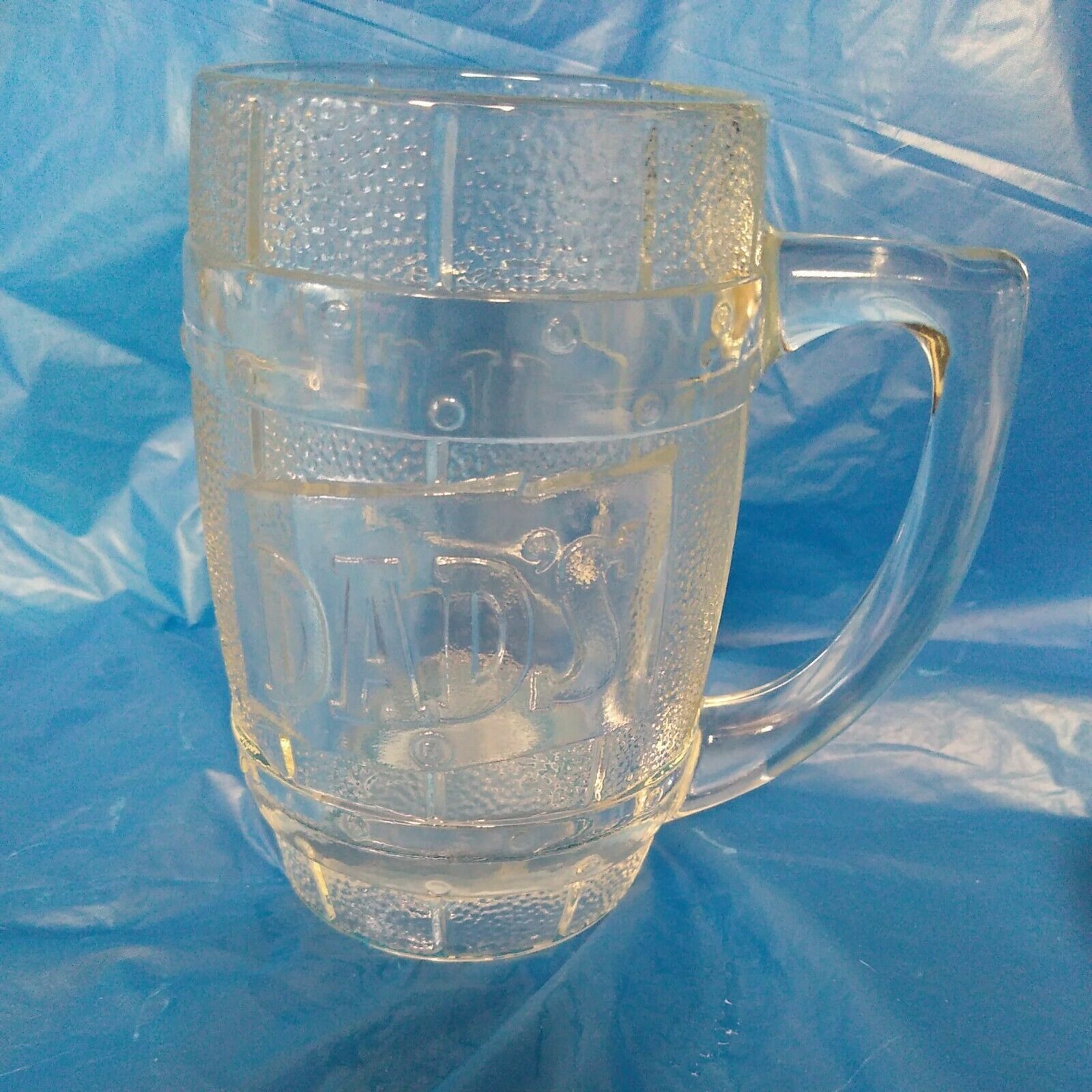 Vintage 1950's Dad's Root Beer 5" Tall Heavy Embossed Clear Glass Mug