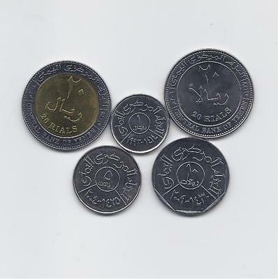 Yemen Rare 5 Coins High Grade Full Set With Bimetallic - 1, 5, 10, 2 X 20 Riyals