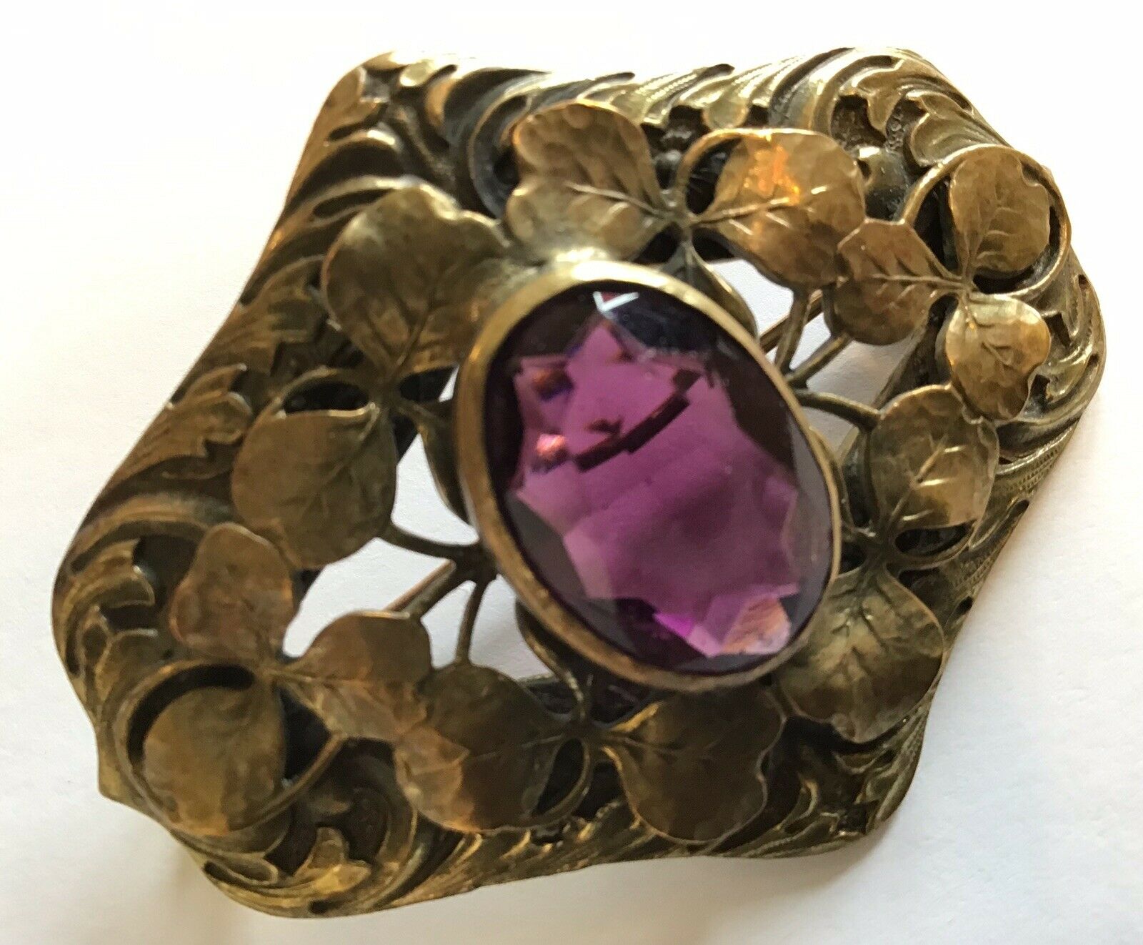 Vintage Art Deco/nouveau Purple Stone  Sash Brooch T1