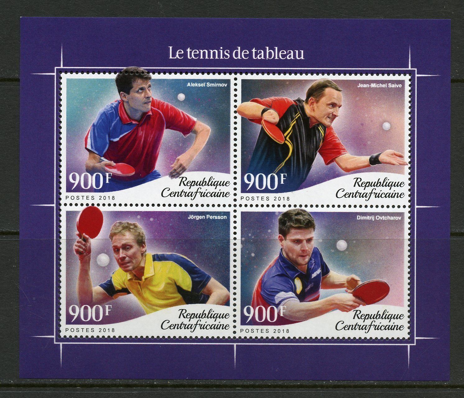 Central Africa 2018 Table Tennis  Sheet Mint Nh
