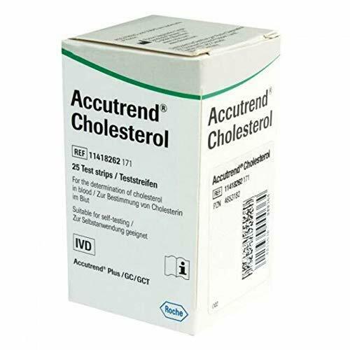 1 Box 25 Test Strips Roche Accutrend Cholesterol Blood For Control