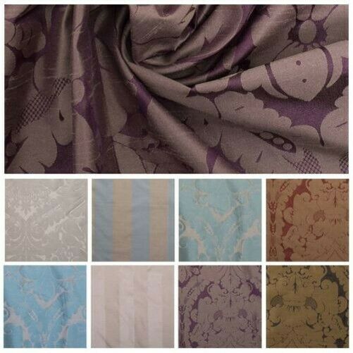 Floral Damask Satin Coordinating Stripe Curtain Upholstery Fabric Cushions