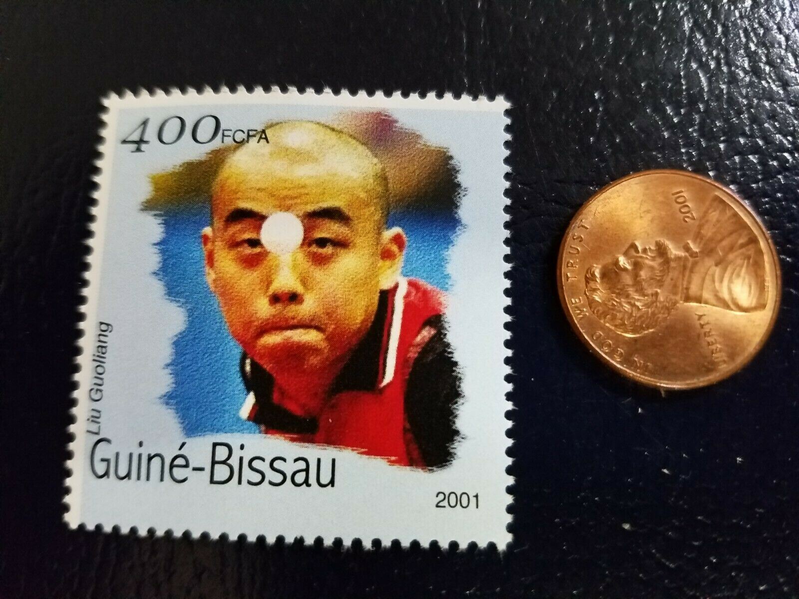 Liu Guoliang China Table Tennis Ping Pong Olympic Guine-bissau 2001 Stamp