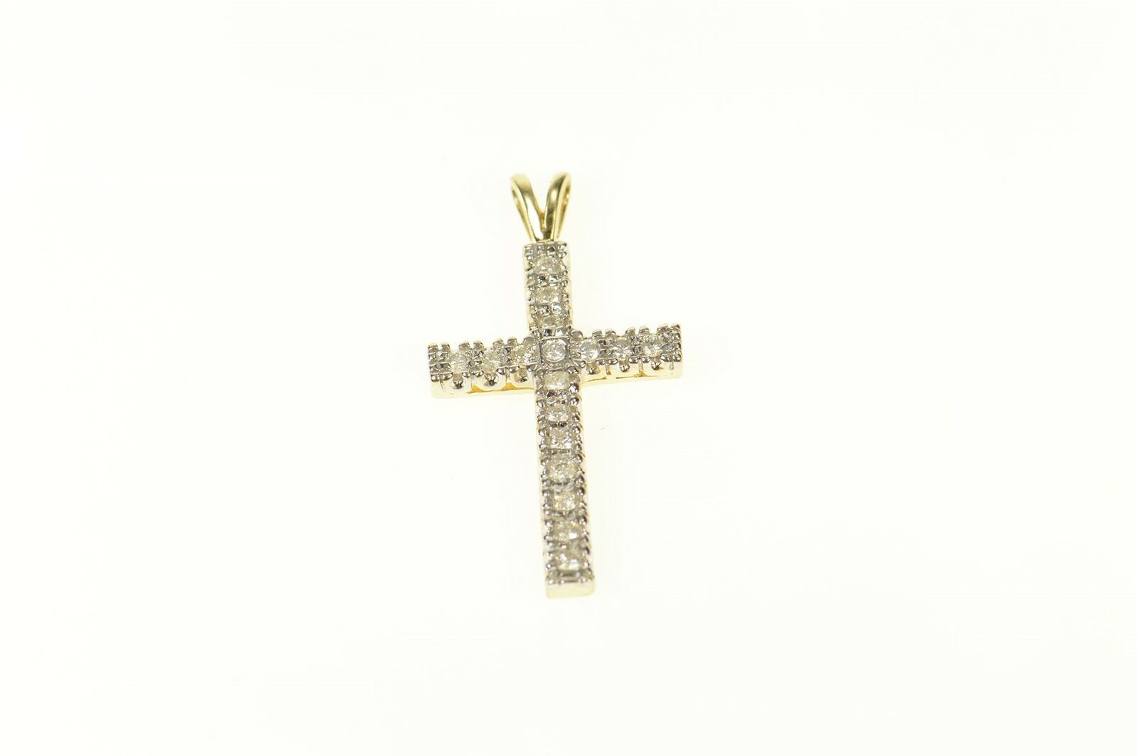 10k Classic Diamond Cross Christian Faith Pendant Yellow Gold *20