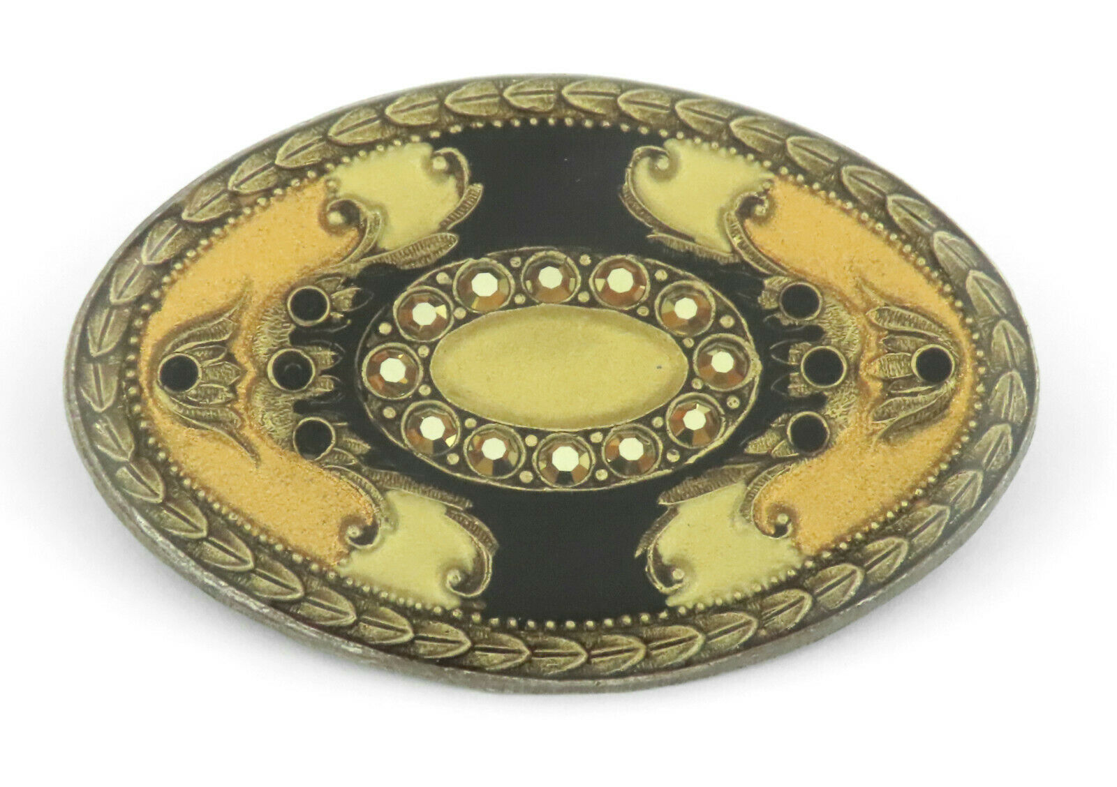 1920-40s - Large Art Deco Gold & Black Enameled Pin / Brooch