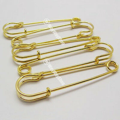 10 Large Oversized Metal 2 1/2 " Rust Gold Safety Pins