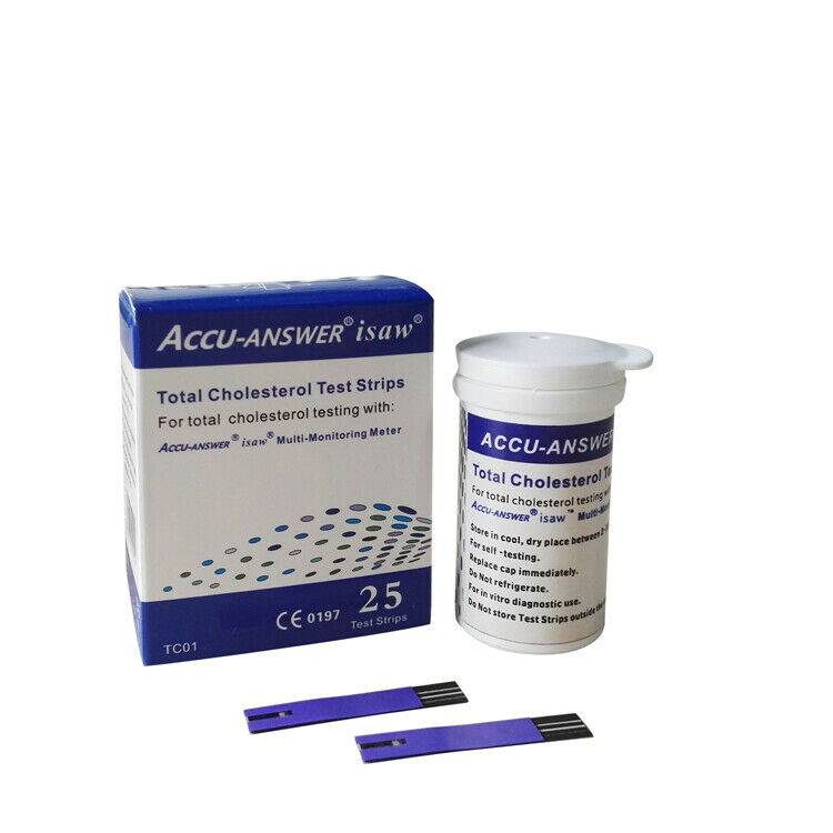Accu Answer ® Isaw® Blood Cholesterol Test Strips Tc01- 1 Vial X 25 Strips
