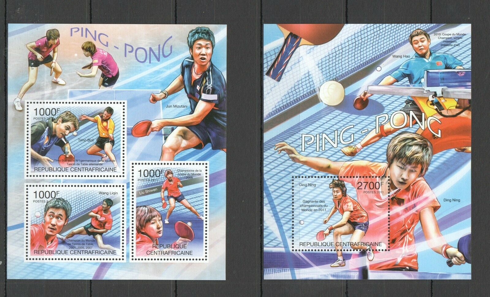 Ca1007 2011 Central Africa Sport Ping Pong Table Tennis Bl+kb Mnh
