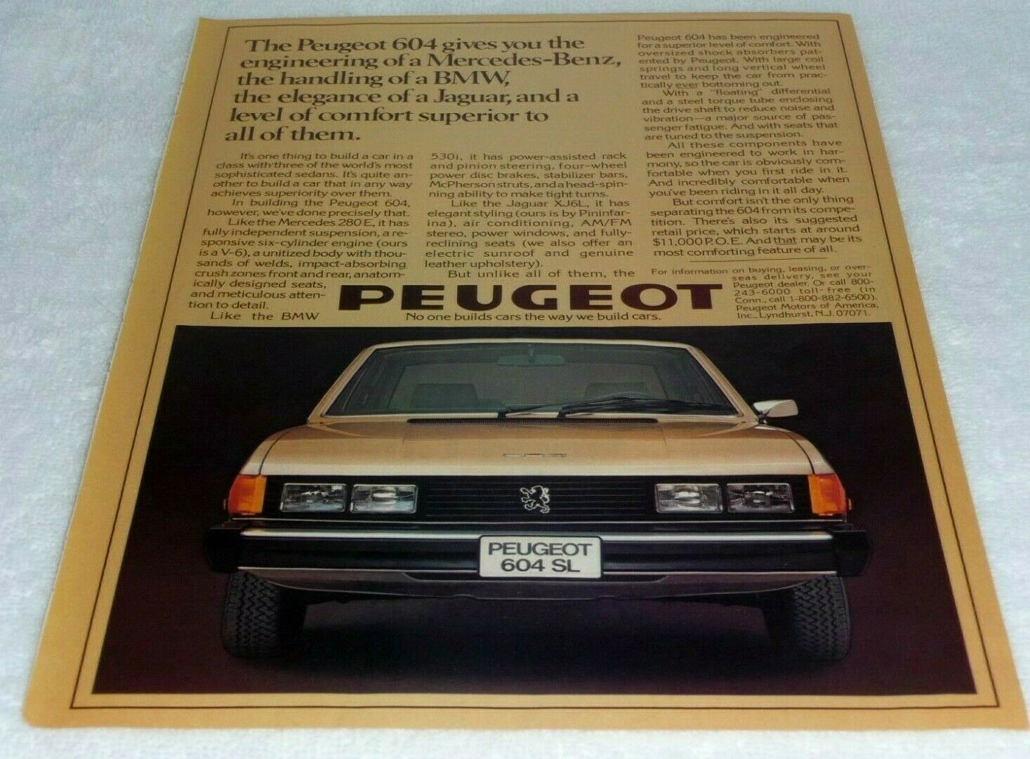 Peugeot 604 Sl Car Advertisement - Road And Track Magazine