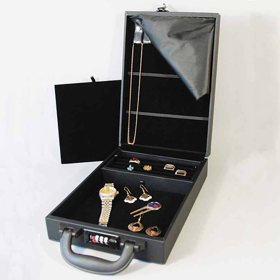 Compact Jewelry Attaché Carrying Case W Combo Lock 8 1/2" X 12 1/8" X 2 1/4"h