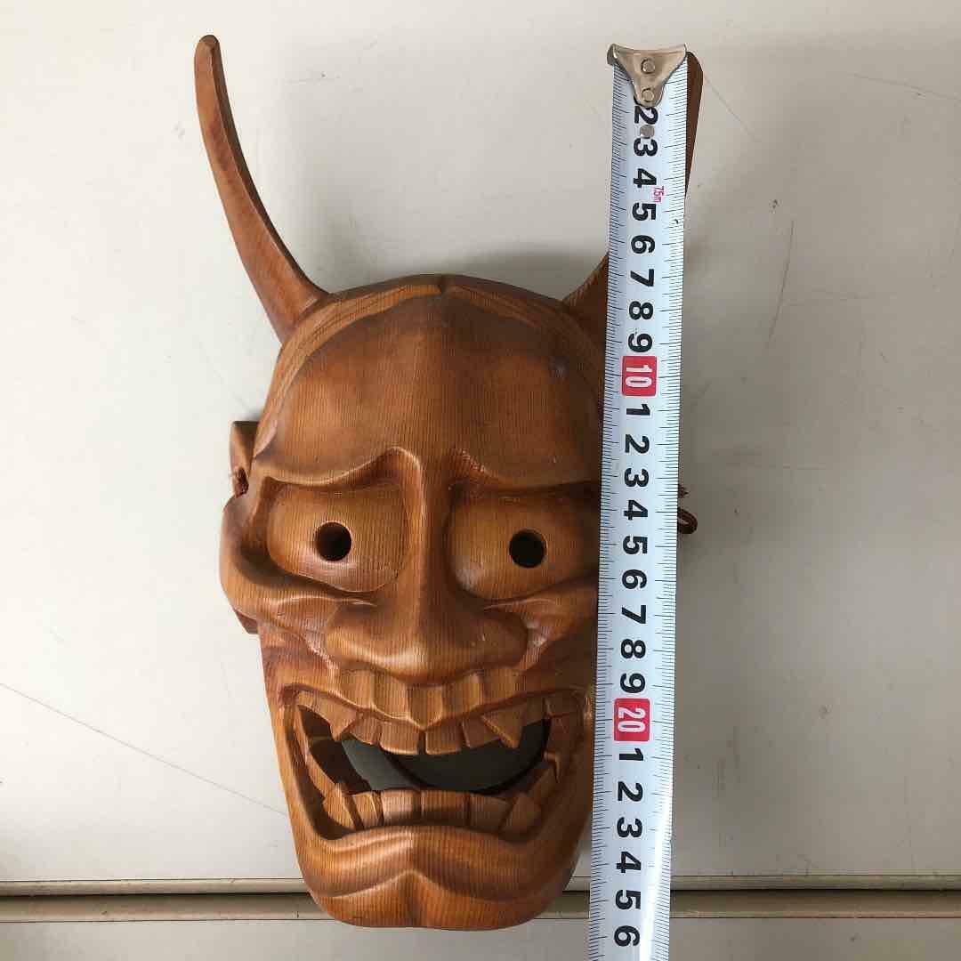 Wooden One-sword Carving Hannya Devils Mask Antique Interior