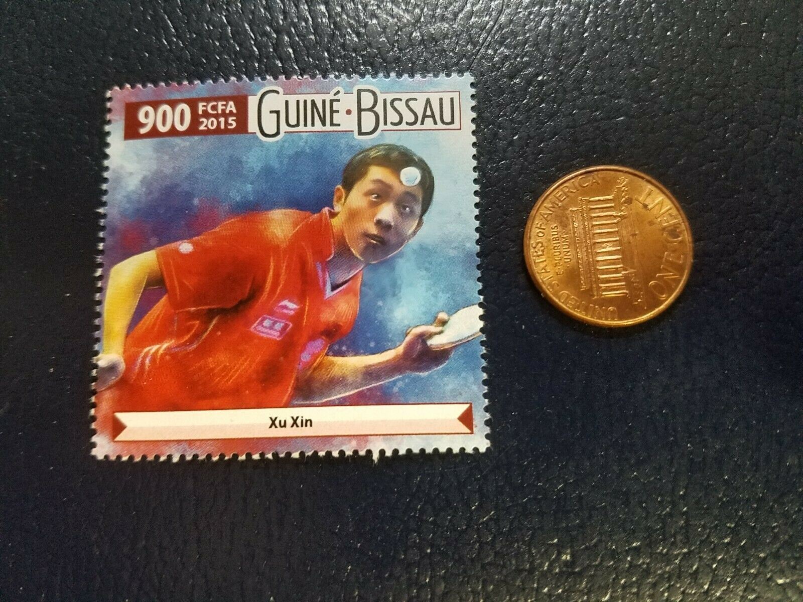 Xu Xin Table Tennis Ping Pong Guine Bissau 2015 Perforated Stamp