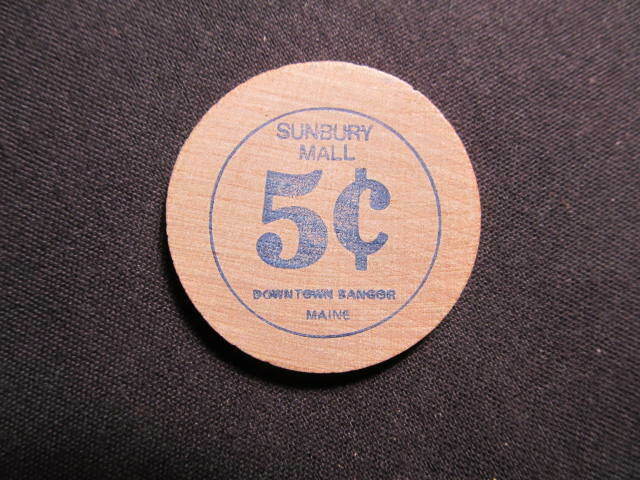 Bangor, Maine Wooden Nickel Token - Sunbury Mall Sun Money Wooden Nickel Coin