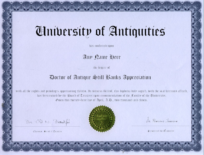 Doctor Antique Still Bank Appreciation Novelty Diploma