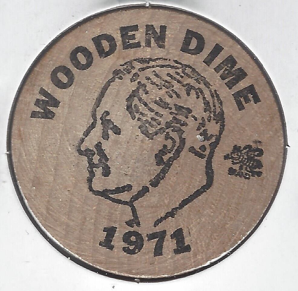 1971 Wooden Dime (franklin D. Roosevelt), Token, Blank Back, Wooden Nickel