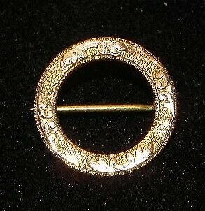 Vintage Art Deco Repousse Leaf Open Circle Scatter Pin Brooch C Clasp