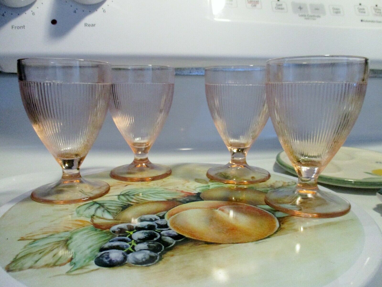 Vintage Homespun 5oz Light Pink Footed Glasses X4 In Excellent Condition